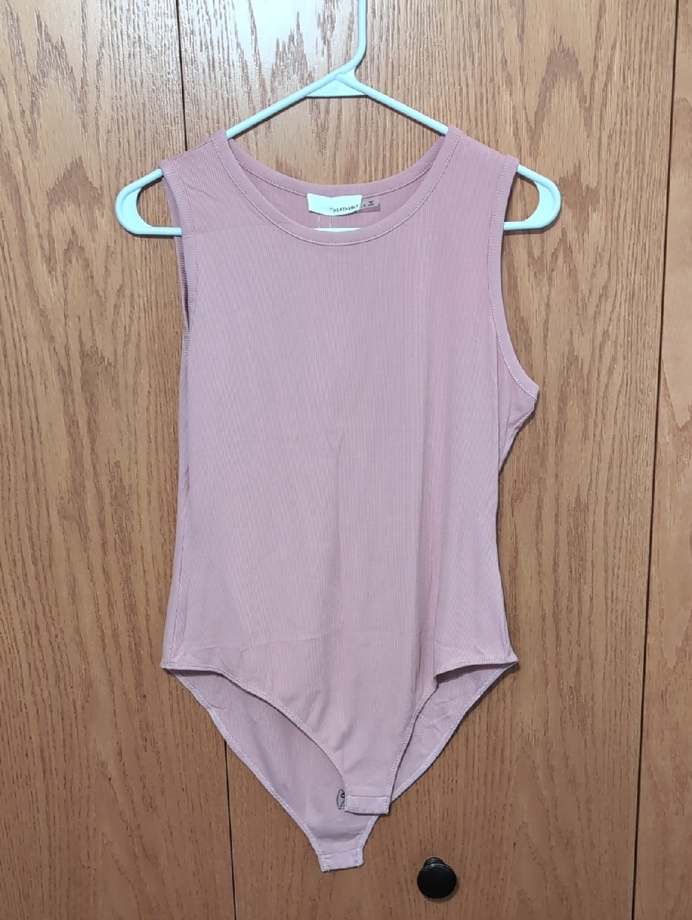 Sleeveless Ribbed Bodysuit in Dusty Rose